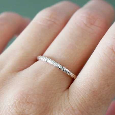 Thick and minimalist sterling silver stackable twisted ring