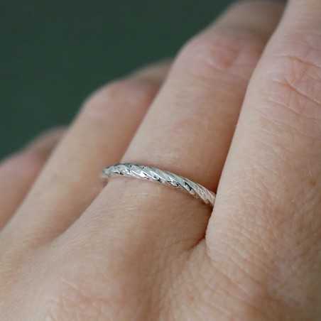 Thick and minimalist sterling silver stackable twisted ring