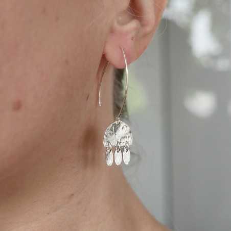 Boucles d'oreilles bohêmes en argent 925 recyclé pendantes Alma