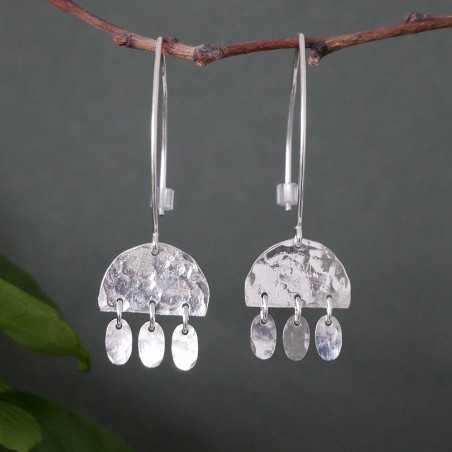 Boucles d'oreilles bohêmes en argent 925 recyclé pendantes Alma