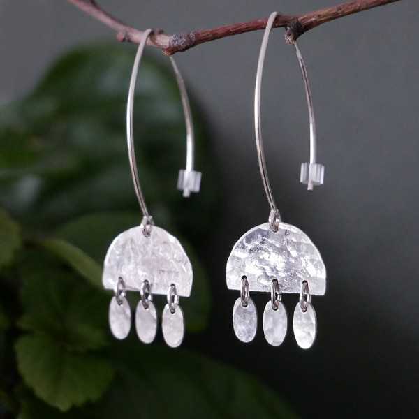 Boucles d'oreilles bohêmes en argent 925 recyclé pendantes Alma