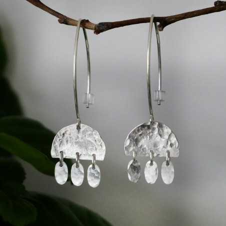 Boucles d'oreilles bohêmes en argent 925 recyclé pendantes Alma