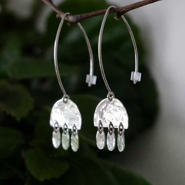 Boucles d'oreilles bohêmes en argent 925 recyclé pendantes Alma