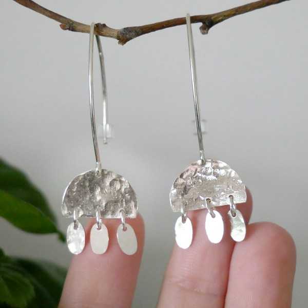 Alma recycled 925 silver bohemian dangling earrings