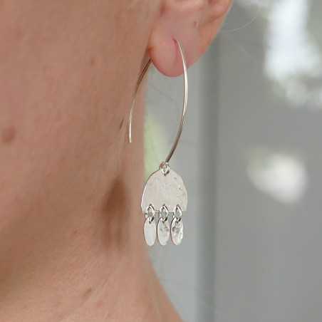 Boucles d'oreilles bohêmes en argent 925 recyclé pendantes Alma