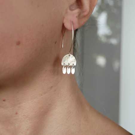 Boucles d'oreilles bohêmes en argent 925 recyclé pendantes Alma