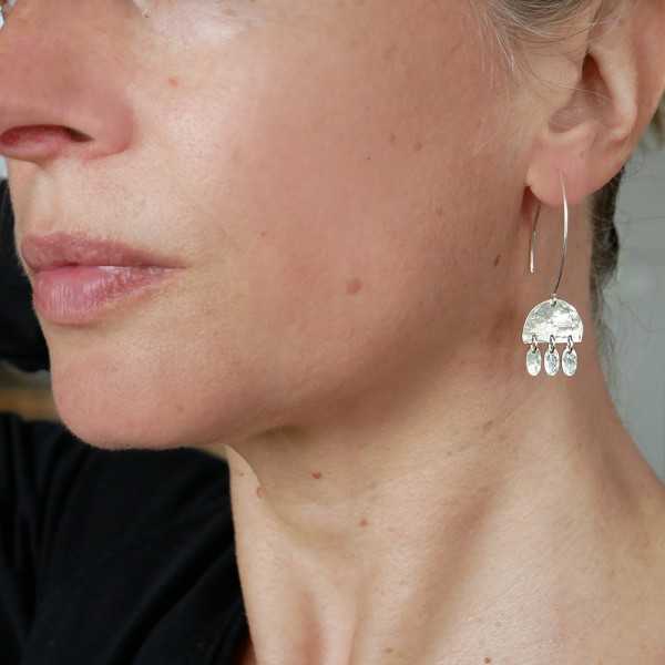 Boucles d'oreilles bohêmes en argent 925 recyclé pendantes Alma