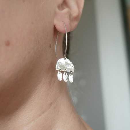 Boucles d'oreilles bohêmes en argent 925 recyclé pendantes Alma