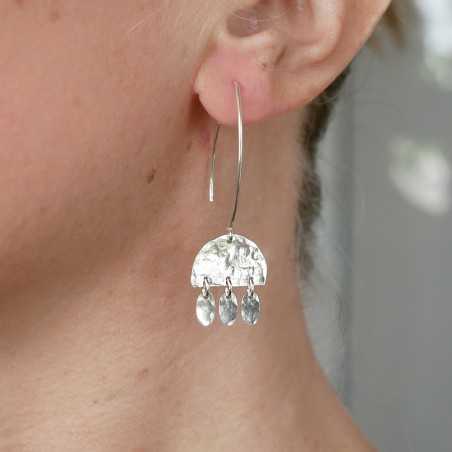 Boucles d'oreilles bohêmes en argent 925 recyclé pendantes Alma