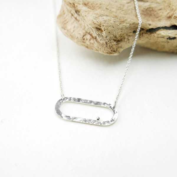 Collier en argent 925 recyclé minimaliste réglable perle de pluie