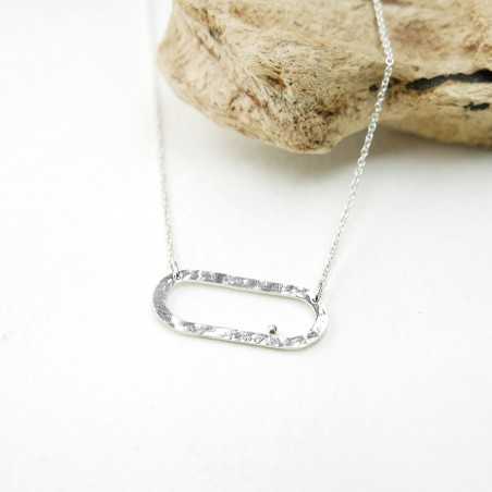 Collier en argent 925 recyclé minimaliste réglable perle de pluie