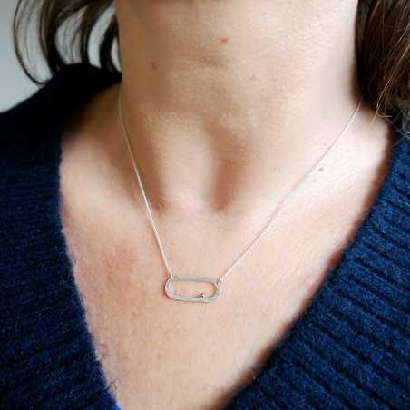 Collier en argent 925 recyclé minimaliste réglable perle de pluie