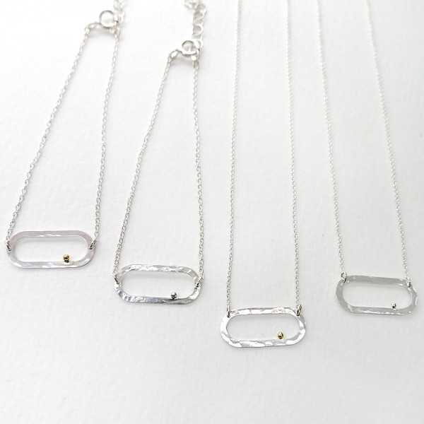 Minimalist adjustable recycled 925 silver with 24 carat Rain Pearl necklace