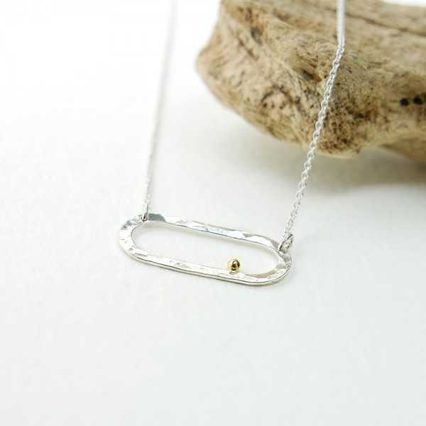 Minimalist adjustable recycled 925 silver with 24 carat Rain Pearl necklace