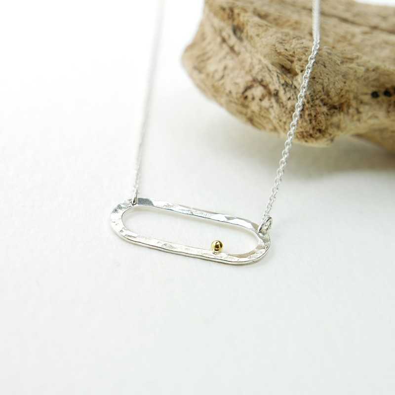 Minimalist adjustable recycled 925 silver with 24 carat Rain Pearl necklace