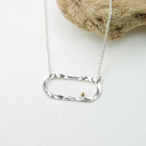 Minimalist adjustable recycled 925 silver with 24 carat Rain Pearl necklace