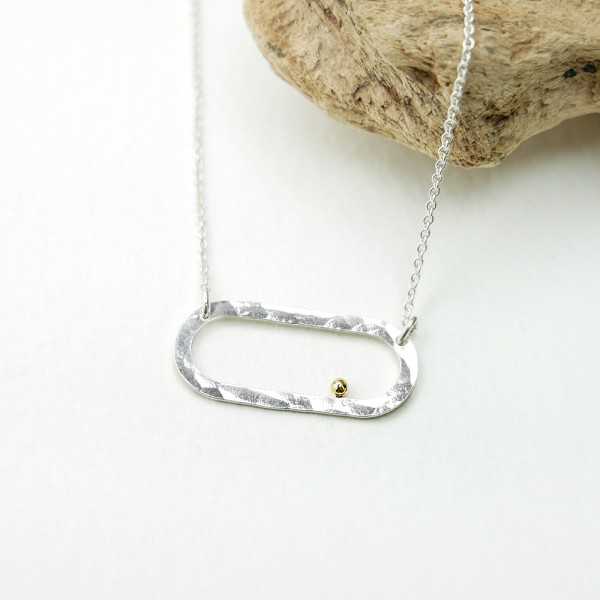 Minimalist adjustable recycled 925 silver with 24 carat Rain Pearl necklace