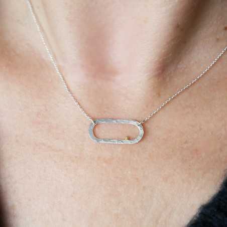 Minimalist adjustable recycled 925 silver with 24 carat Rain Pearl necklace