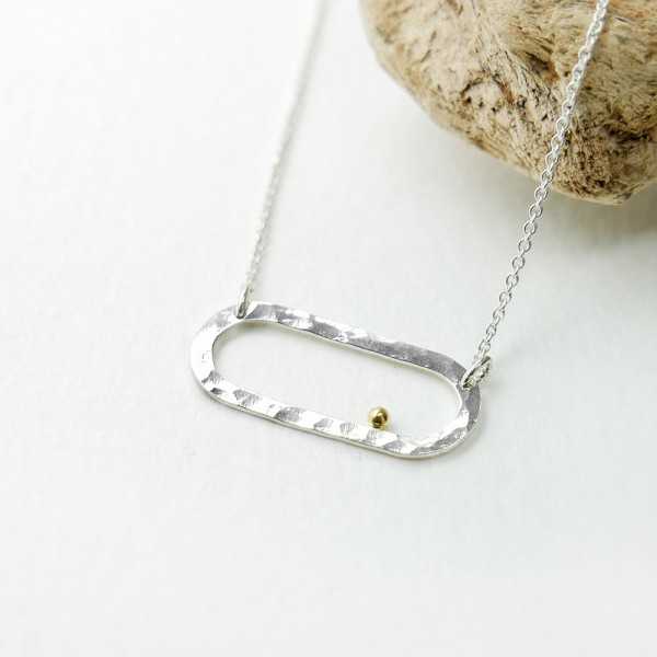 Minimalist adjustable recycled 925 silver with 24 carat Rain Pearl necklace