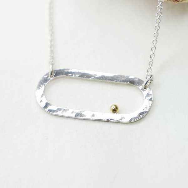 Minimalist adjustable recycled 925 silver with 24 carat Rain Pearl necklace