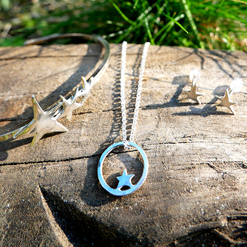 recycled 925 silver star jewelry made in France